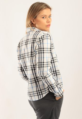VINTAGE BURBERRY BUTTON-DOWN NOVA CHECK COTTON SHIRT