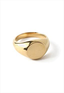 54 Floral Circle Face Signet Ring - Gold