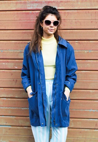 VINTAGE 90S BLUE HOODED PARKA