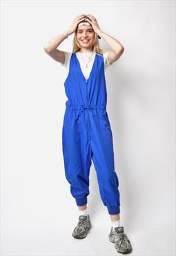 Vintage overall boilersuit blue Sleeveless retro jumpsuit 