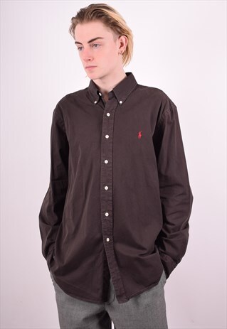 POLO RALPH LAUREN MENS VINTAGE SHIRT XL BLACK 90S