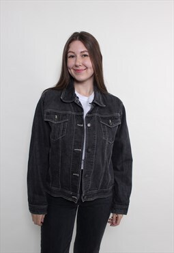 90s oversized denim jacket, vintage jean jacket XL size 