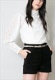 REVIVAL 70'S WHITE LACE BLOUSE RUFFLE LONG SLEEVE VICTORIANA