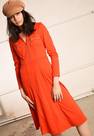 VINTAGE 70'S RETRO SUMMER PARIS CHIC MIDI DRESS