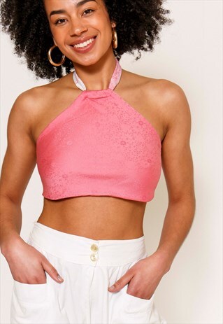 VINTAGE 90'S REWORKED BABY PINK HALTER