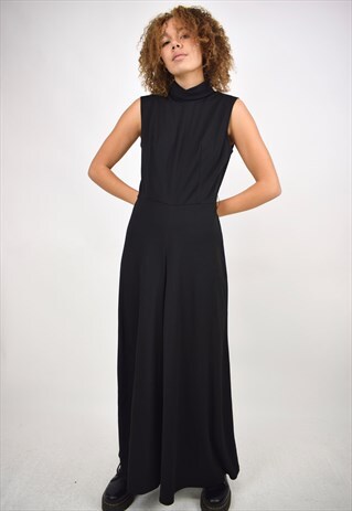 VINTAGE 90S BLACK TURTLE NECK JUMPSUIT