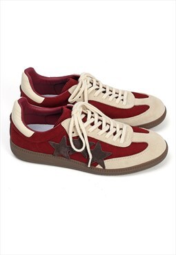 Classic sneakers retro trainers star patchwork shoes in red