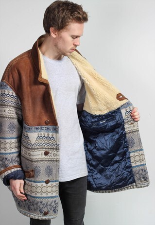 VINTAGE OVERSIZED AZTEC SHERPA JACKET