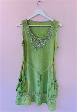 Vintage  romane dress green 1994 ( fantasy embroidery )