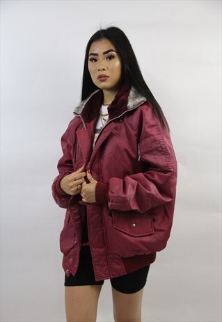 VINTAGE 90'S FUR-COLLARED BOMBER JACKET