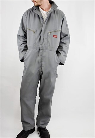 VINTAGE 90S DICKIES GREY LONG SLEEVE BOILERSUIT/OVERALLS
