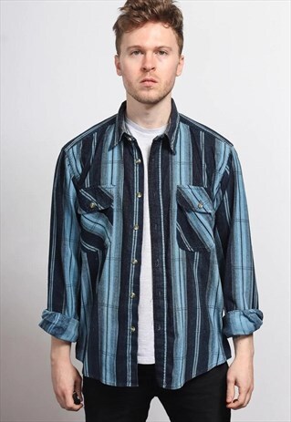 VINTAGE CORDUROY CORD STRIPED SHIRT