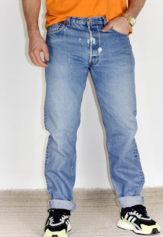 VINTAGE 90'S 501 LIGHT BLUE BLEACH PATTERN LEVI JEANS