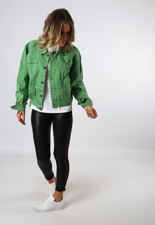 DENIM JACKET COLOURED OVERSIZED VINTAGE UK 12 (N4F)