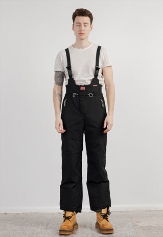 VINTAGE 90S SUSPENDED SNOW SKI PANTS UNISEX BLACK M