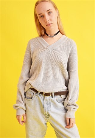 90'S RETRO NEUTRAL OVERSIZED KNIT DADS JUMPER TOP