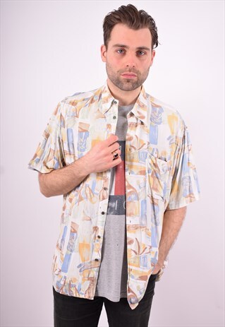 MENS VINTAGE SHIRT XL MULTI CRAZY PRINT 90'S