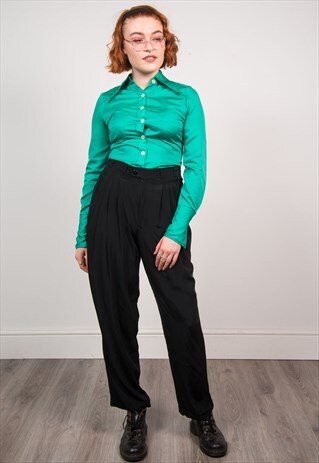 VINTAGE 90'S BLACK SMART HIGH WAIST TROUSERS