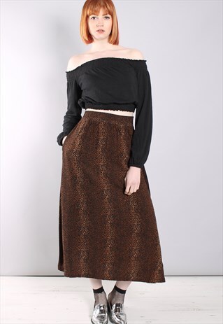 VINTAGE 80S ANIMAL PRINT PATTERNED MIDI DRESS