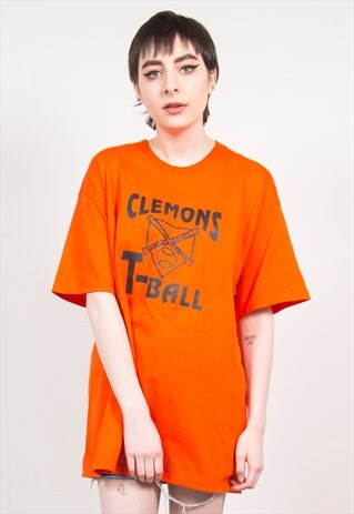 VINTAGE 90'S BRIGHT ORANGE USA T-SHIRT