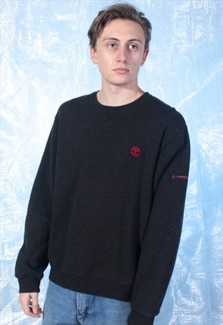 VINTAGE TIMBERLAND ASPHALT GREY AND RED SWEATSHIRT