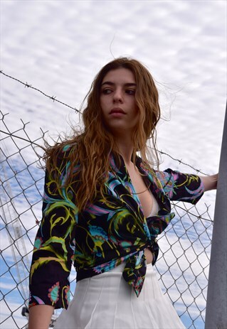 FLORAL BRIGHT 70S BLOUSE