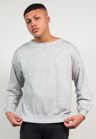 VINTAGE GREY SWEATSHIRT MARL PLAIN SWEATER