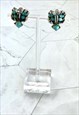 70S BLUE STONE & SILVER EARRINGS BOHO JEWELLERY 
