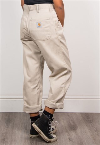 90'S VINTAGE BEIGE CARHARTT HIGH WAIST TROUSERS