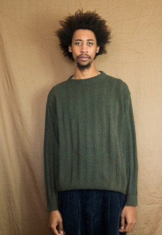 90S HERITAGE CLASSIC GREEN MARLED CHUNKY JUMPER XL