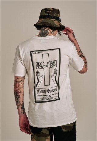 SHORT SLEEVED T-SHIRT IN WHITE WITH MONEY GOSPEL PRINT