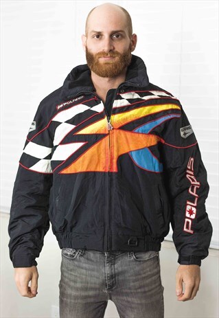 VINTAGE RACING PUFFER COAT JACKET 90S M 35