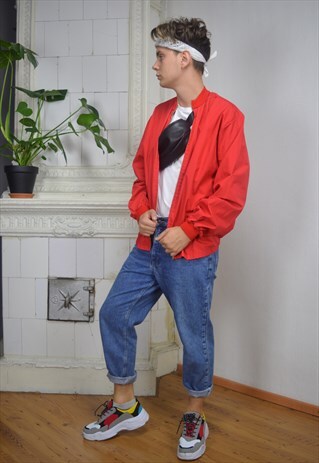 VINTAGE RED BOMBER JACKET