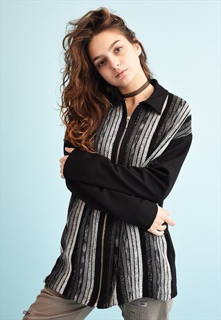 80'S RETRO STRIPED PRINT GRUNGE DADS SHIRT