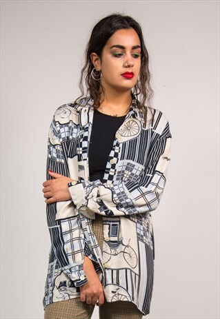 90'S VINTAGE PATTERNED LONG SLEEVE SHIRT
