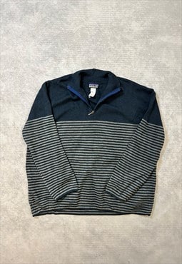 Patagonia Knitted Jumper 1/4 Zip Patterned Sweater with Logo