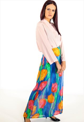VINTAGE FLORAL MAXI SKIRT ACSK29