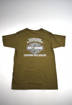 Vintage Y2k Harley Davidson Green Graphic On Back T-Shirt