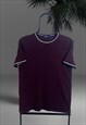Fred Perry Short Sleeve Embroidered T-Shirt In Burgundy 