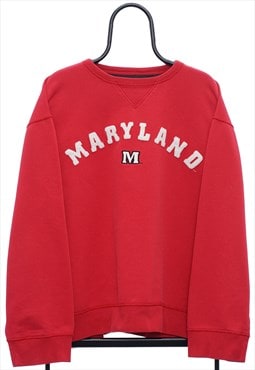 Vintage Maryland Terrapins Spellout Red Sweatshirt Womens