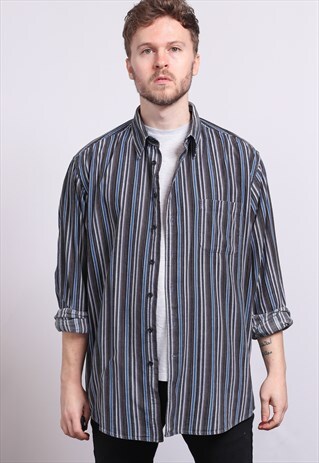 VINTAGE CORDUROY CORD STRIPED SHIRT