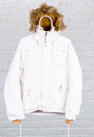 VINTAGE THE NORTH FACE WOMEN'S PARKA JACKET WHITE MEDIUM