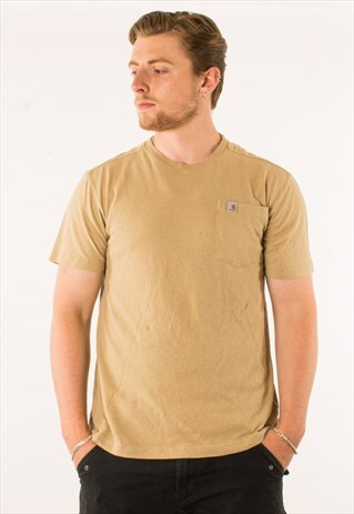 VINTAGE TAN BROWN CARHARTT POCKET TEE T-SHIRT