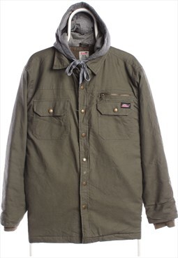 Vintage 90's Dickies Workwear Jacket Hooded Zip Up Khaki