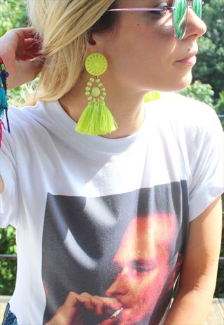 EARRINGS WITH YELLOW TASSELS AND BEADS