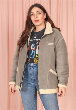 VINTAGE 90S FLEECE JACKET WITH SHERPA LINING