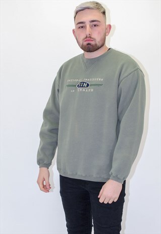 VINTAGE USA HEALTH EMBROIDERED SWEATER JUMPER IN GREEN M