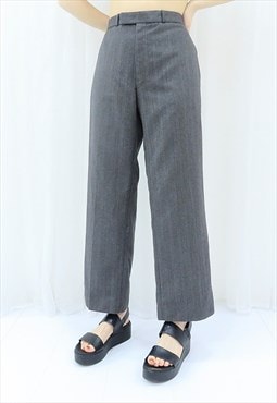 90s Vintage Grey Striped Trousers