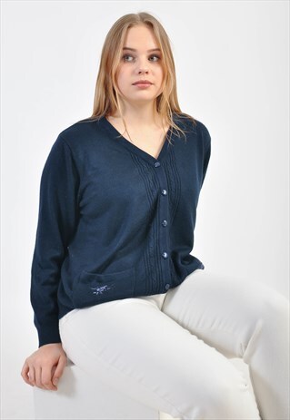 VINTAGE 80'S DARK BLUE CARDIGAN