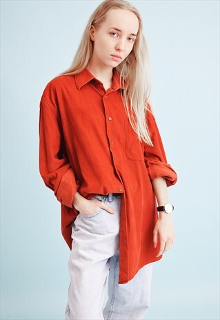 90'S RETRO CORDUROY OVERSIZED DADS SHIRT TOP